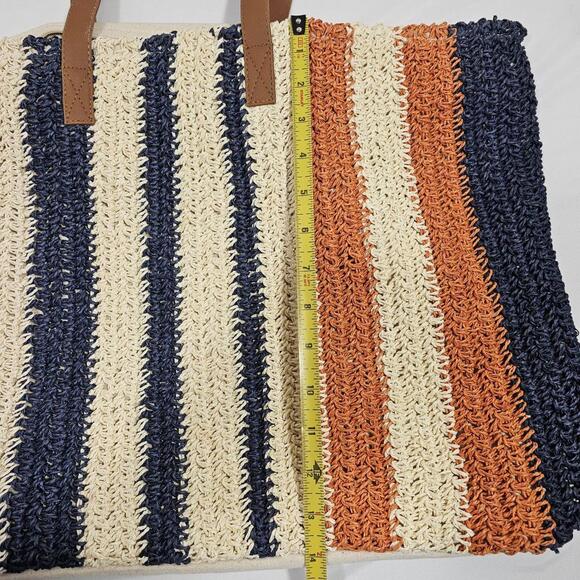 Rays for Days Striped Woven Cotton Blend Beach Grocery Tote Bag - Picture 13 of 14